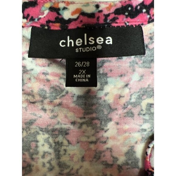 Chelsea Studio 100% Rayon Pink Floral Short Sleeve Woman's Blouse Size 2X - Picture 7 of 9